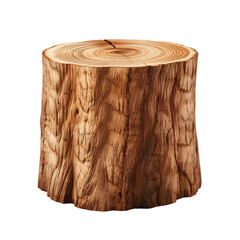 Round Wooden Tree Slice with Bark on white and transparent background