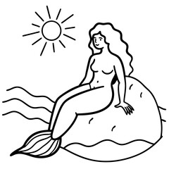 Beautiful little mermaid Underwater world Coloring book for kids