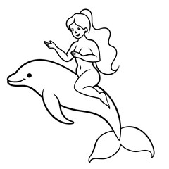 Beautiful little mermaid Underwater world Coloring book for kids