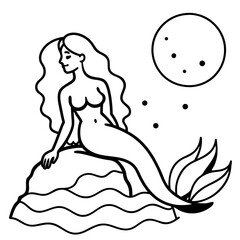 Beautiful little mermaid Underwater world Coloring book for kids