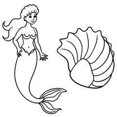 Beautiful little mermaid Underwater world Coloring book for kids