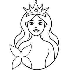 Beautiful little mermaid Underwater world Coloring book for kids