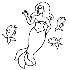 Beautiful little mermaid Underwater world Coloring book for kids