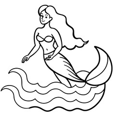 Beautiful little mermaid Underwater world Coloring book for kids