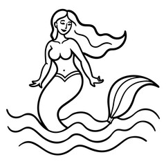 Beautiful little mermaid Underwater world Coloring book for kids