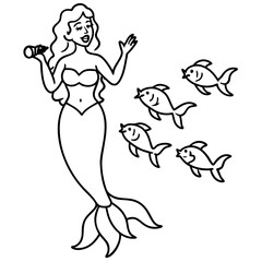 Beautiful little mermaid Underwater world Coloring book for kids