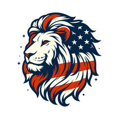 Lion head and American flag Vector illustration design 