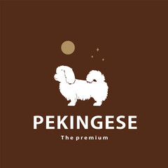 vintage retro hipster pekingese logo vector outline silhouette art icon	
