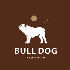 vintage retro hipster bull dog logo vector outline silhouette art icon