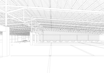 3D illustration of industrial project