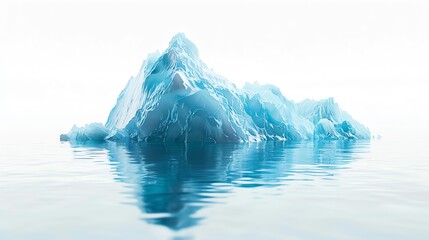 Serene blue iceberg floating softly in calm waters, reflecting its majestic formation in a tranquil sea, epitomizing nature's icy beauty.