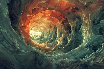 Obraz premium Fractal Mountain Cave: A high-resolution photo of a vast cave entrance with its walls and ceiling 