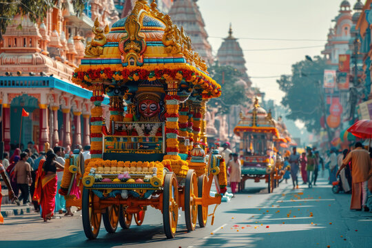 Rath Yatra festival celebration for God Jagannath, Balabhadra and Subhadra.