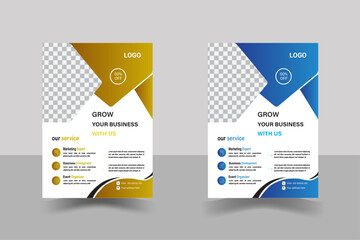 Corporate business flyer template design set, cover modern layout,  flyer in A4 with colorful business proposal, promotion, advertise, publication, a bundle of 2 templates of different colors a4 flyer
