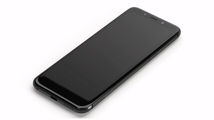 A black smartphone with a blank screen isolated on a white background, serving as a mockup to showcase mobile website designs or application screenshots (clipping path included).