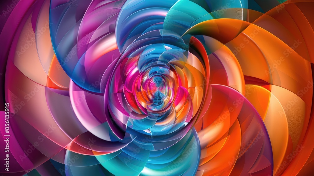 Poster vivid abstract design with surreal circular color pattern