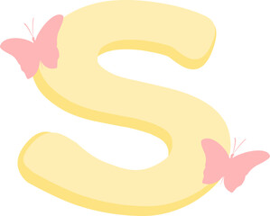 s, alphabet letter s, S, letter s, english letter, butterfly, letter, english alphabet