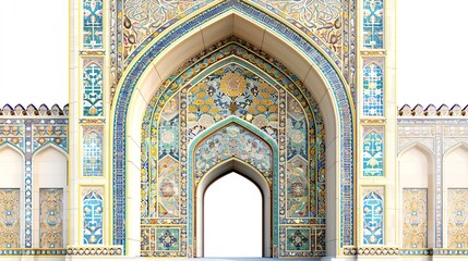 Obraz premium Beautiful intricately designed archway featuring traditional mosaic patterns and vibrant colors, showcasing stunning architectural detail.