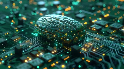 An abstract representation of artificial intelligence and computer processors.