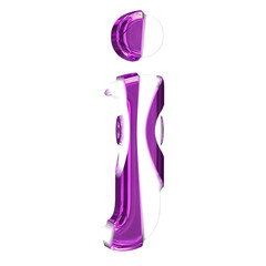 White 3d symbol with purple thick straps. letter j