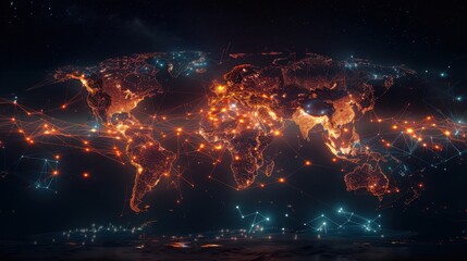 A globe with a network of lights on it