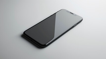 Smartphone mockup with black screen on white background and copy space isolated with clipping path