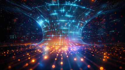 Obraz premium Big data technology and information funnel concepts. Large digital funnels with online data as a process of data collection, analysis and conversion into useful information.
