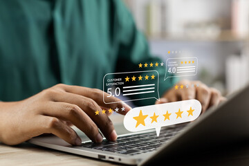 Online customer satisfaction Survey service concept, client rate service from experience in...