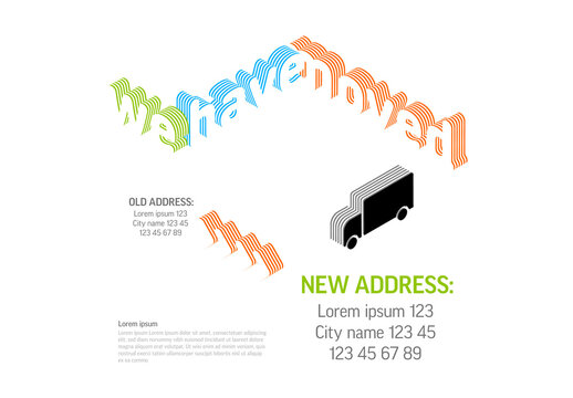 We have relocated - simple we have moved poster flyer illustration with new address
