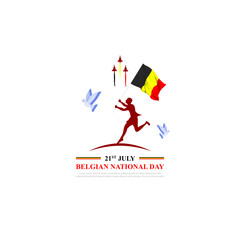 Vector illustration of Belgian National Day social media feed template