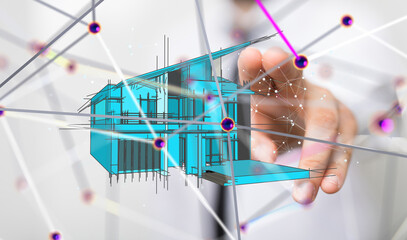 iot home Telecommunication network and wireless mobile internet - 3d