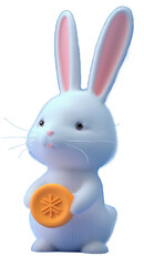 Cute Rabbit bunny with Moon cake, Mid-Autumn Festival, isolated on transparent background
