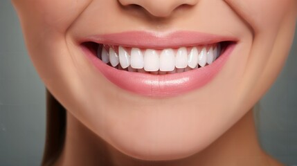 Obraz premium Dental treatment success, radiant smile, professional backdrop, high detail