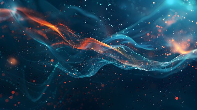 Abstract futuristic background depicting data transfer and technology concepts within a futuristic cyberspace environment.