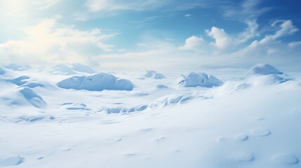 Pristine Arctic Landscape with Glistening Snow under Blue Sky