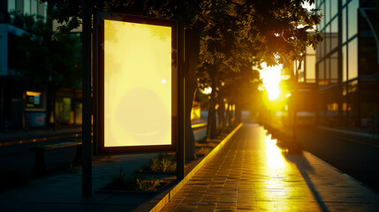 Fototapeta premium Mockup of blank advertising light box on the bus stop.