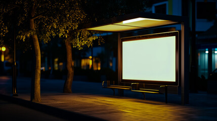 Fototapeta premium Mockup of blank advertising light box on the bus stop.