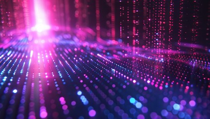 Abstract Digital Landscape with Pink and Blue Lights