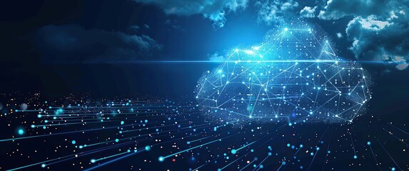 Cloud Computing Network with glowing lights