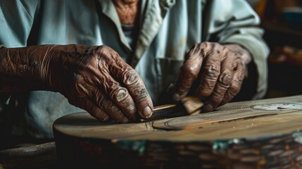 Hands Crafting a Traditional Mexican Instrument