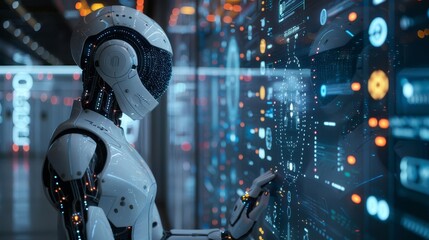 Fototapeta premium Business automation trends side view Highlighting AI integration advanced tone Colored pastel