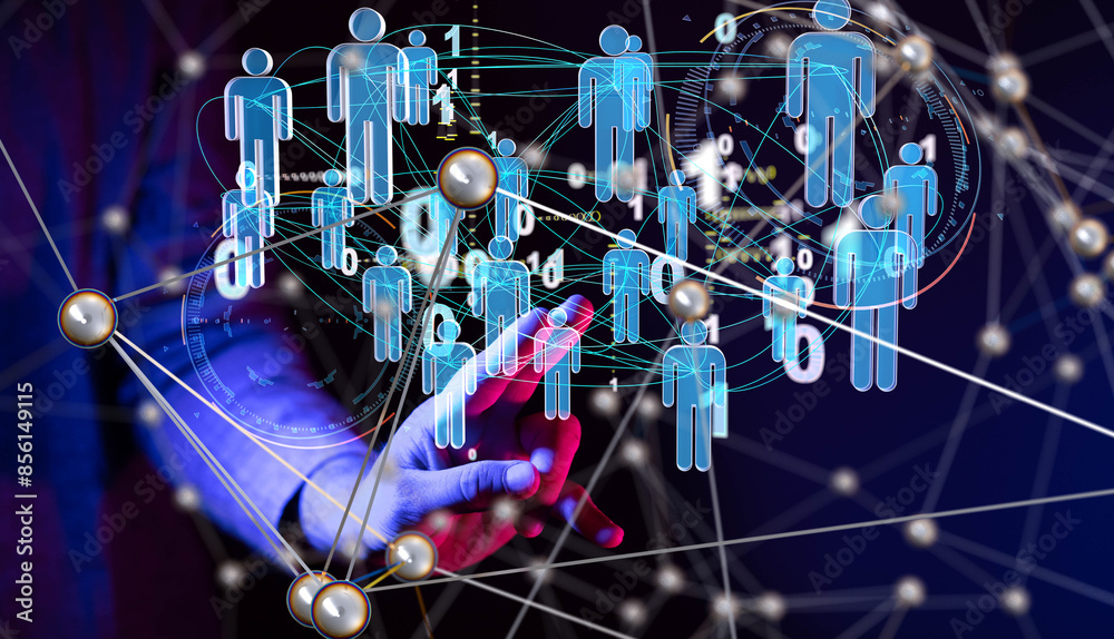 Poster abstract technology group and data 3d