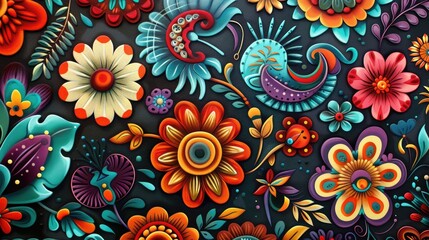 Fototapeta premium Traditional floral pattern art
