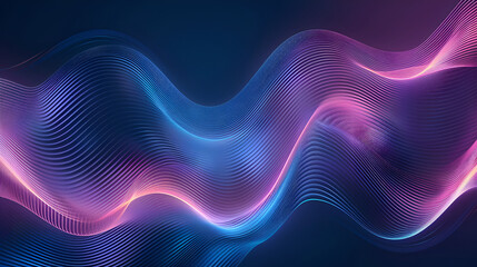Abstract background of glowing lines in bright neon colours on a dark background, Musical sound waves. Abstract futuristic neon wave background,  Colorful music wallpaper
