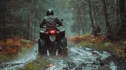 person drive atv vehicle on offroad track, extreme sport activities theme, created with generative ai