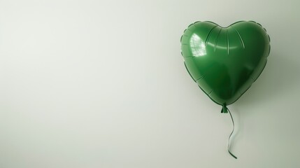 Romantic green balloon on white background portraying love declaration