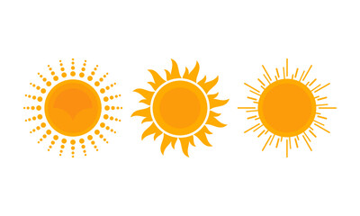 Set of Sun Icons Collection Flat Design Vector Isolated on White Background