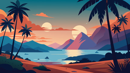 Tropical landscape background for zoom vector illustration 