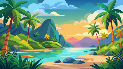 Tropical landscape background for zoom vector illustration 