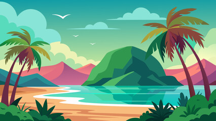 Tropical landscape background for zoom vector illustration 